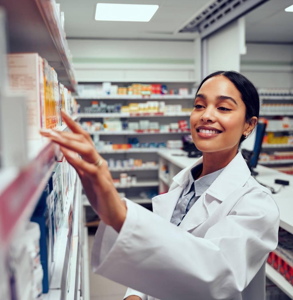 pharmacist filling orders